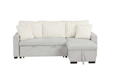 Angled front view of Nori beige upholstered sectional sofa
