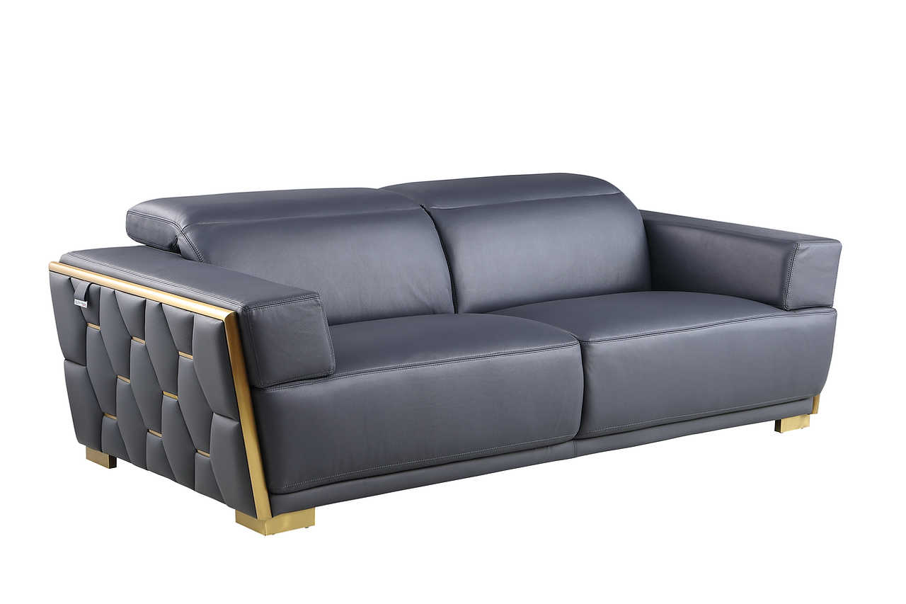 Hexor navy leather chair included in 3-piece set