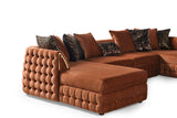 Side perspective of Sicilya Rust Orange Sectional Sofa