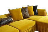 Sicilya Mustard Velvet Sectional Sofa, close-up detail of velvet fabric