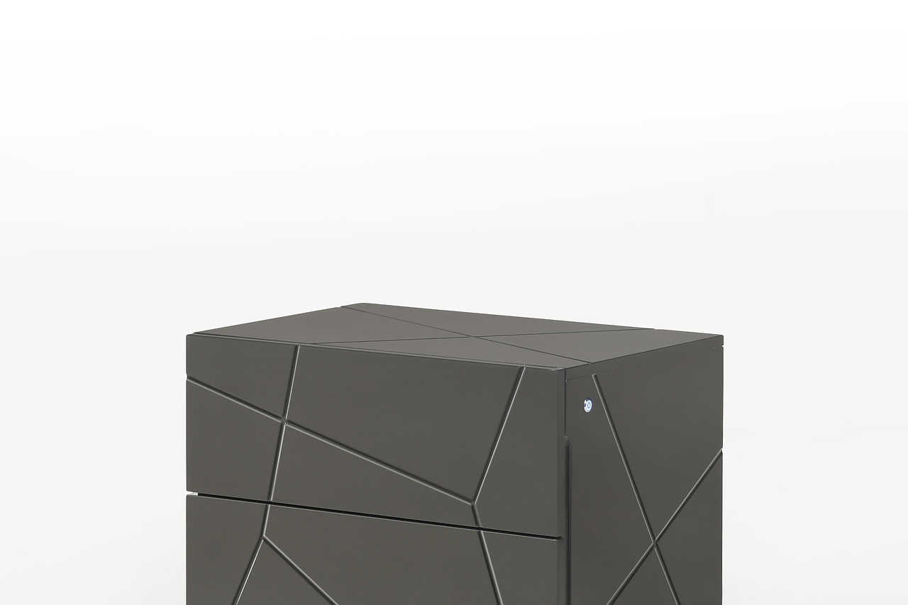 Nightstand with LED lighting in gray upholstery
