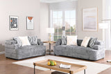 Side view of Stepso Charcoal Boucle living room set