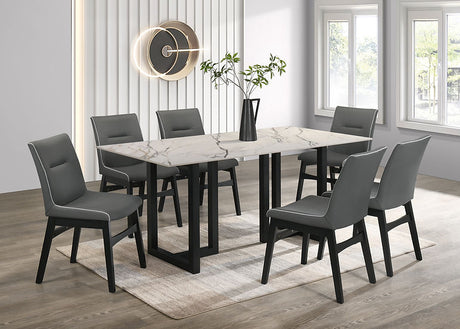 Farrin White Porcelain and Charcoal Gray 7-Piece Dining Room Set