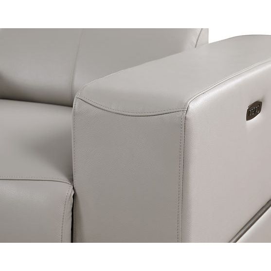 Franco 7-Piece Light Grey Italian Leather Match Power Reclining Sectional with 3 Power Seats and Storage Console view 9