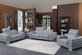 main view of Favo Light Blue Leather Living Room Set furniture