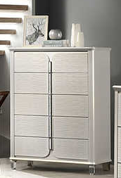 Amara Pearl White High Gloss Chest with LED Lighting