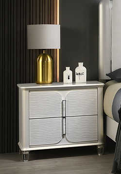 Amara Pearl White Nightstand with LED Lighting