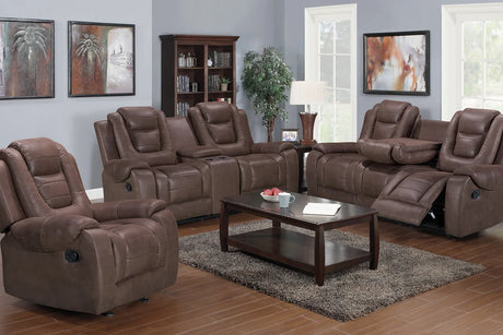 Galaxy Brown Upholstered Reclining Loveseat front angle