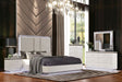 LLana white upholstered LED bedroom set bed front view