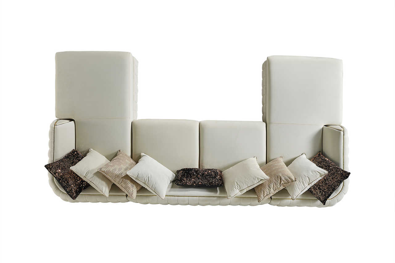Living room setup with Sicilya Off White Sectional sofa