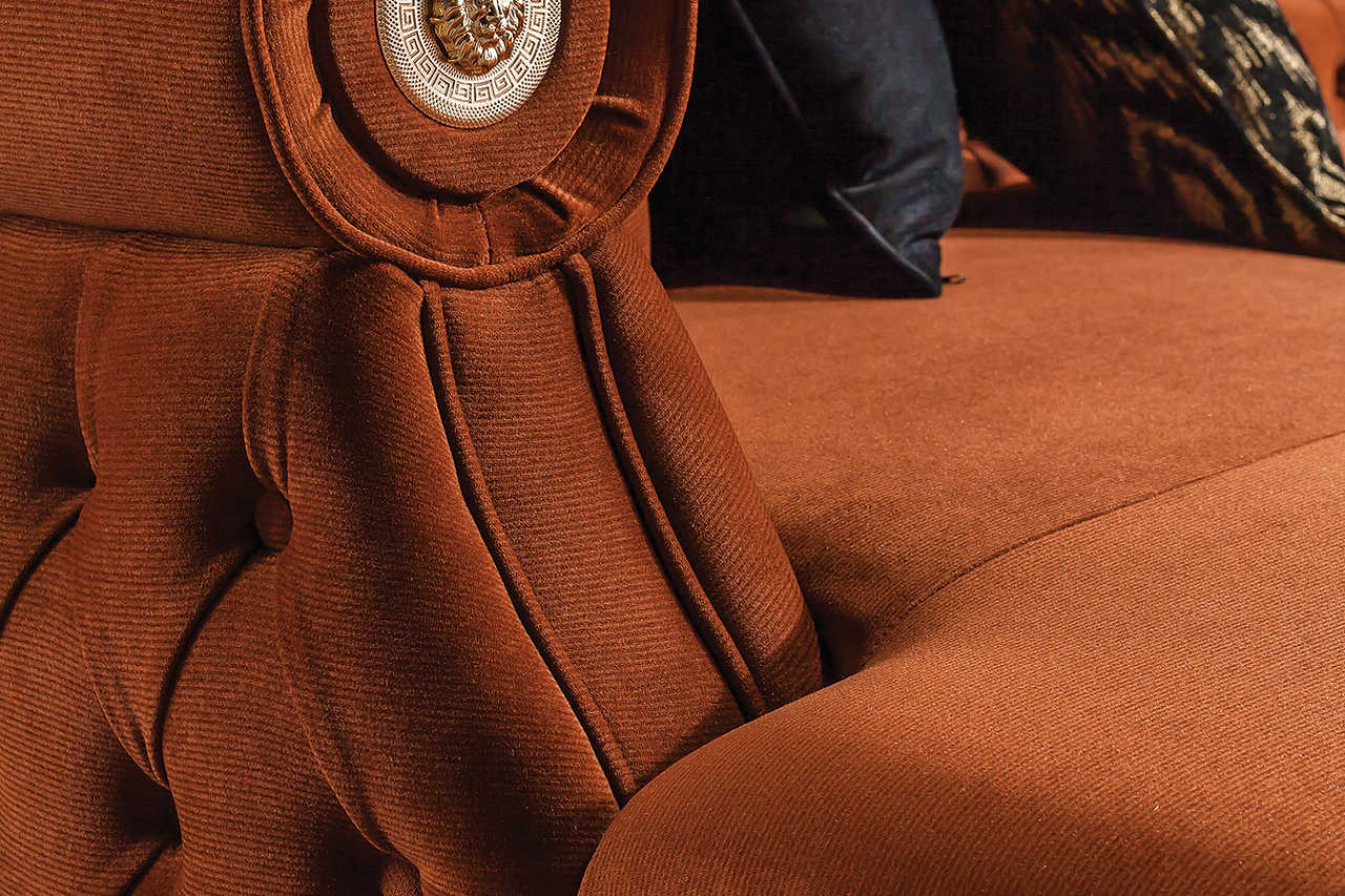 Brooklyn Orange Sectional sofa in living room