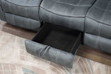 Rio Grande gray microfiber power reclining loveseat with console and USB ports