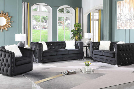 Paris Black Velvet Tufted Sofa main view