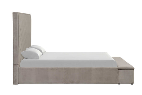 Headboard detail of Mio Gray Velvet Queen Bed