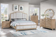 Laguna light brown gray upholstered panel bedroom set front view