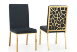 Side view of Mimi Gold upholstered dining chair
