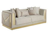 Side view of Monaco Cream Velvet loveseat