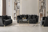 Side view of Elit Charcoal chenille chair