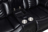 Power reclining loveseat with console, speakers, and LED light