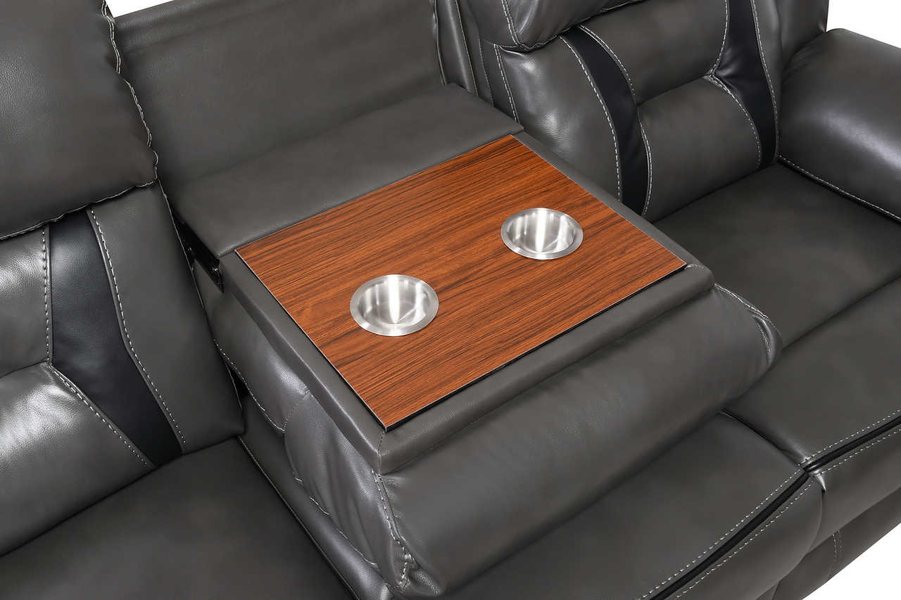 Recliner chair with glider in light grey and LED light