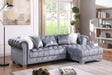 Yaz Grey Velvet Tufted Sectional sofa main front view