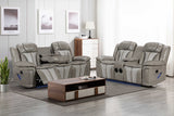 Innova Grey loveseat with Bluetooth sound and LED lighting, side angle