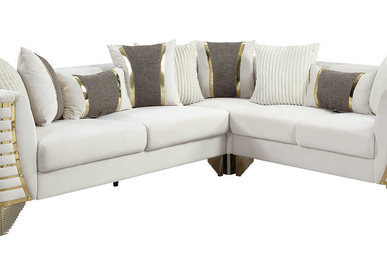Donovan Cream 3-Piece Sectional sofa side angle