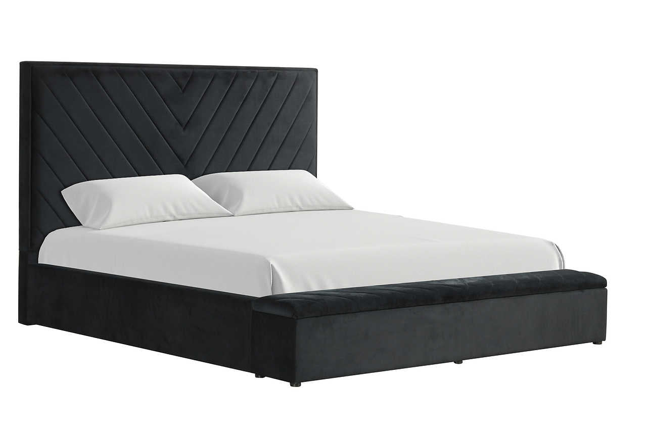 King size Mio black velvet bed frame