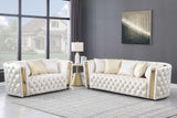 Roka White Tufted Reclining Living Room Set side view