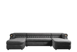 Detail view of Brooklyn Grey Sectional sofa arm