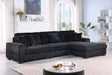 Comfy II Black Velvet 3-Piece Sectional Sofa main view