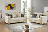 Hira Cream Living Room Set loveseat side view