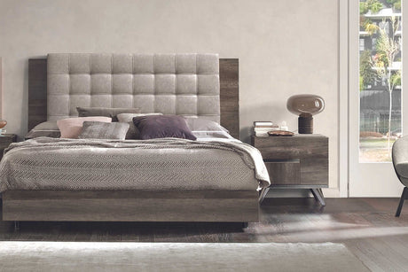 Medea II King Bed vintage oak finish side angle