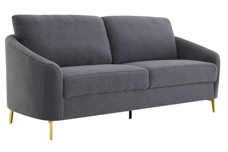 Side perspective of Lila Gray sofa and loveseat
