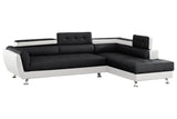 Side view of Izzi Black and White Tufted sectional sofa