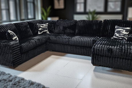 Austin Black 3-Piece Sectional sofa front view