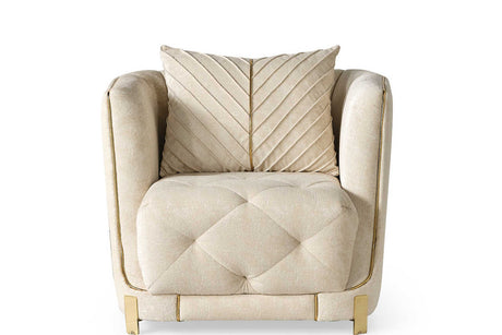 Elit Off White chenille chair front view