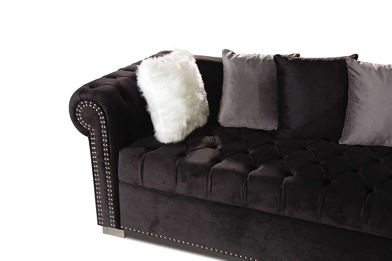 Front view of Milan Black Sectional sofa