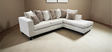 Front angle of Kora Beige fabric 2-piece sectional sofa