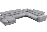 Front view of Pella Light Gray Leather LAF sectional sofa