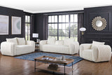 Side view of Eli White Fabric Chair with fabric upholstery