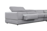 Pella Light Gray Leather RAF Sectional detail view showing leather texture