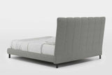 Bed frame side view showing wooden legs