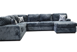 Side view of Austin Gray 3-Piece Sectional showing fabric texture