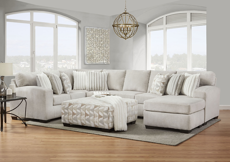 Posh Dove sectional sofa front view in dove polyester