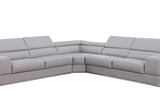 Room view of Pella Light Grey Leather Sectional sofa