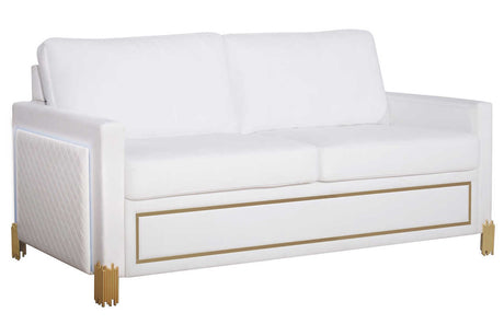 Side profile view of sofa and loveseat set