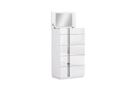 Chloe White High Gloss 5-Drawer Chest front view