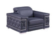 Favo Dark Navy Italian Leather Chair front angle