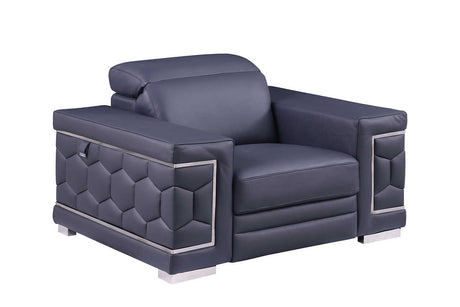 Favo Dark Navy Italian Leather Chair front angle